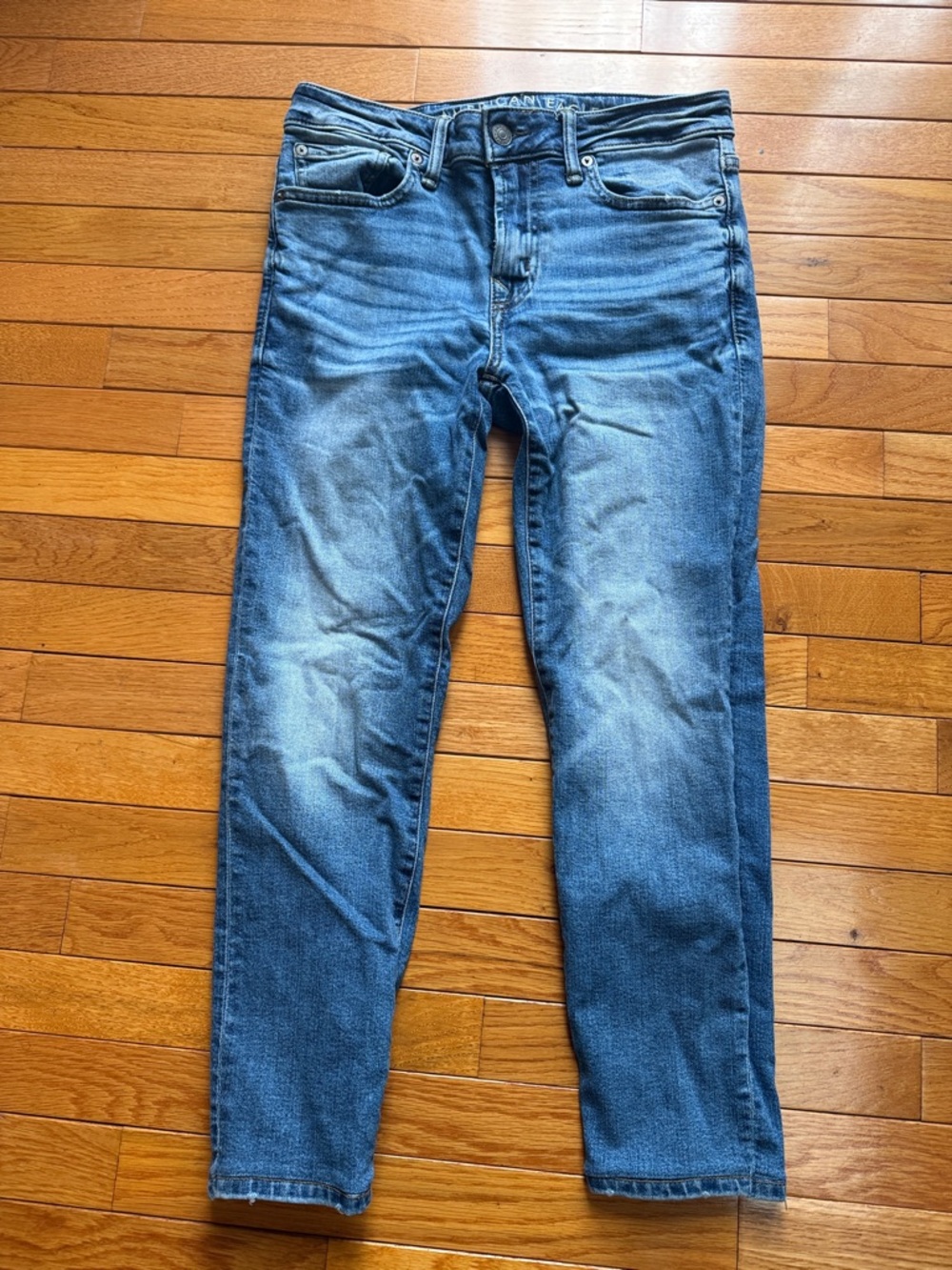 American Eagle Outfitters Men's Faded Blue Skinny Jeans